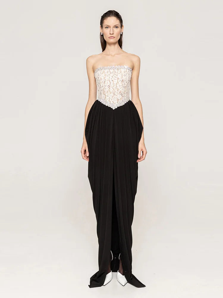 Strapless corset-style dress with lace-up back styling detail