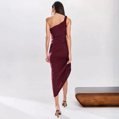 Women’s asymmetric ruched evening party dress