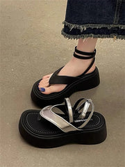 Comfortable women’s platform sandals with slim straps