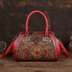 Women’s floral embossed tote with top handles