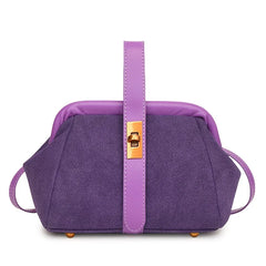 Faux suede shoulder bag with sculptural frame silhouette and clean lines