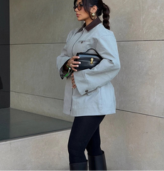 Long sleeve lapel jacket styled for a polished smart casual look