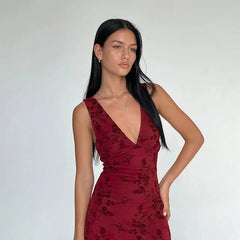 A long dress with a stylish floral print.