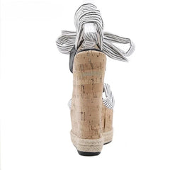 The stylish wedge sandals showing the comfortable and chic design.