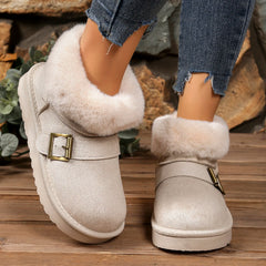 Black suede winter ankle boots with plush lining