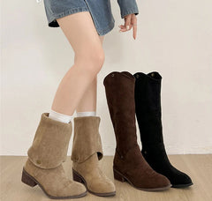 Classic suede long boots for women’s winter fashion