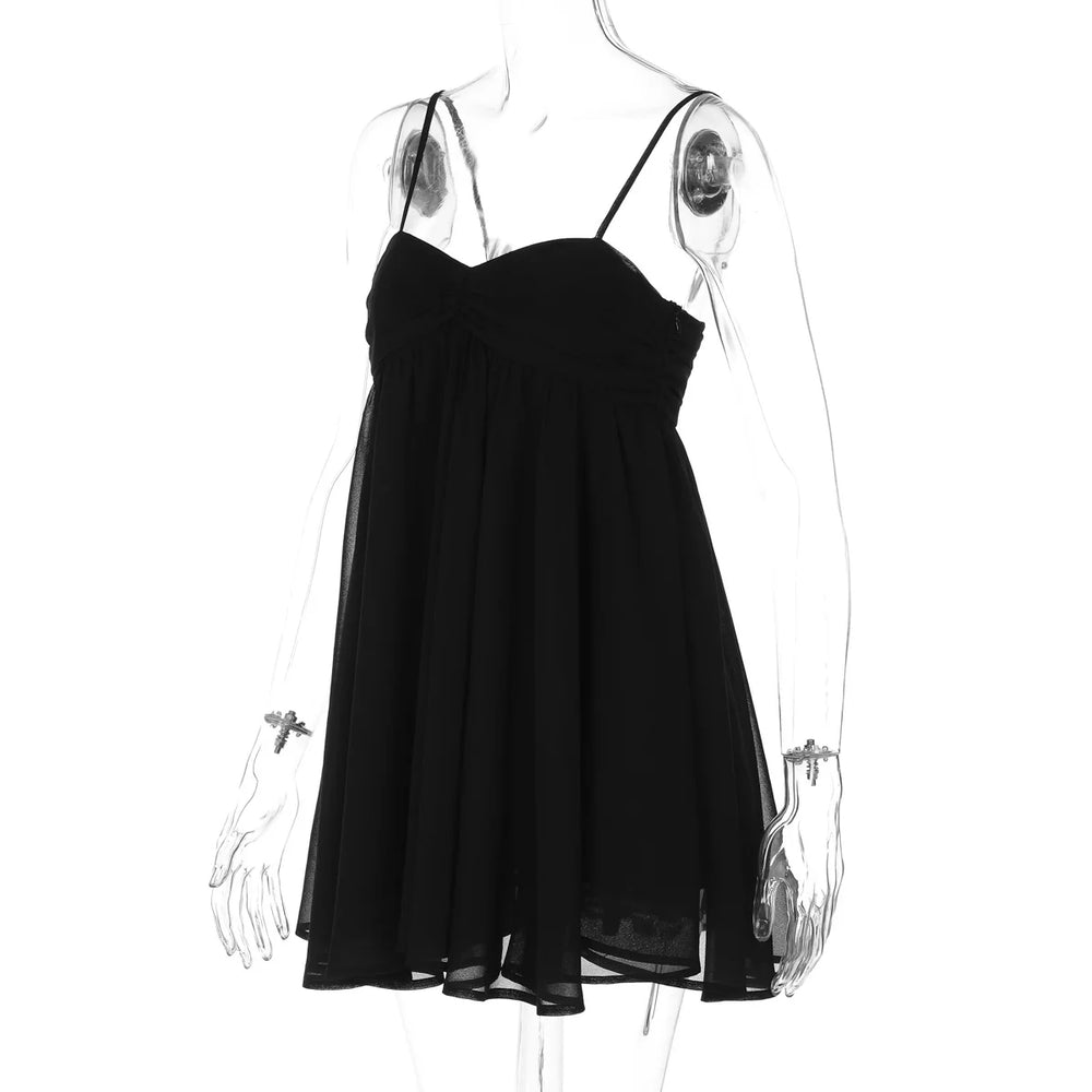 Ruffled hem backless dress styled for evening wear