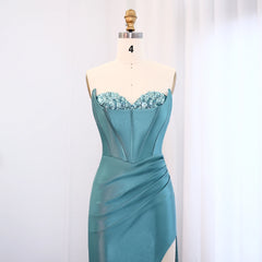 Draped satin mermaid evening gown with fitted bodice