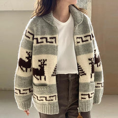 Thick knit zip cardigan birthday party outfit