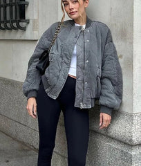 Casual thick cotton blend winter jacket for women