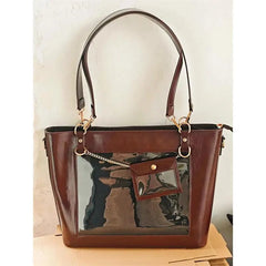 Transparent brown Ita tote bag with clear front panel