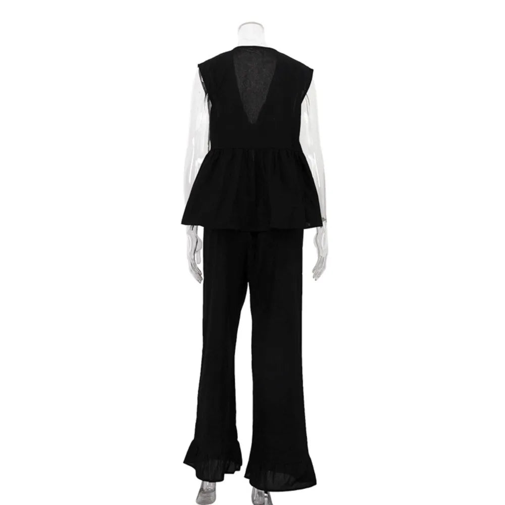 Trendy black minimalist spring summer edit with straight pants