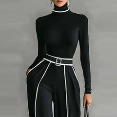 Urban chic wide leg trousers for women paired with a fitted top