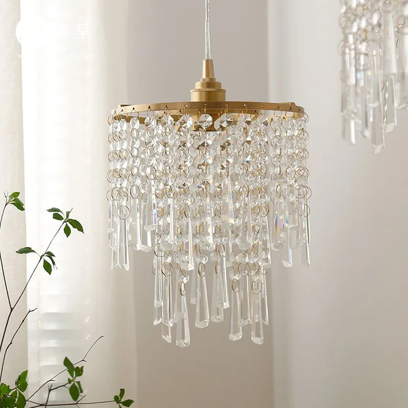 Luxury stairwell centrepiece with modern crystal pendant chandelier