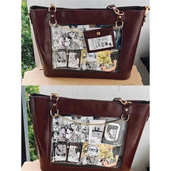 Vintage-inspired brown handbag with structured design