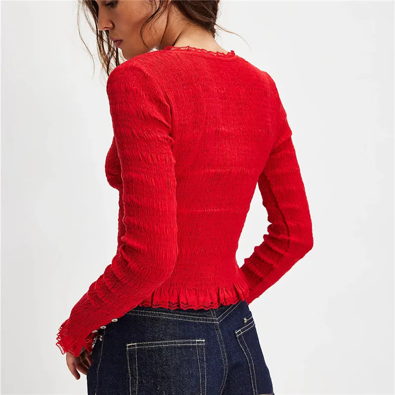 Vintage style red button-front cardigan for women