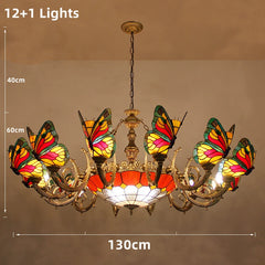 Vintage Tiffany-style chandelier with butterfly design for creative interiors