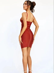 v neck belted red midi dress for women