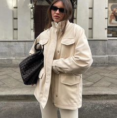 The full-length view of the jacket, highlighting its flattering silhouette.