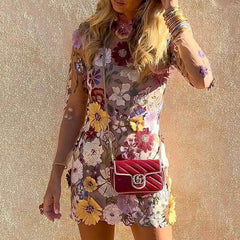 Elegant embroidered mini dress for weddings and parties