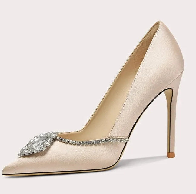 Wedding nude crystal heels for bridal and reception style