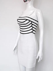 bodycon mini dress in bold black and white stripes for girls night out