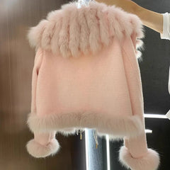 Women’s jacket with plush faux-fur trim and zipper closure