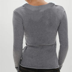 Women’s wrap-style knit top designed for everyday wear