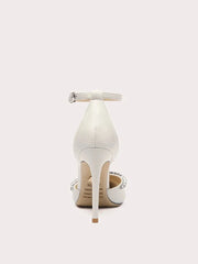 Rhinestone detailed leather evening party shoes