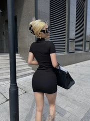 Women’s sheath silhouette black summer dress