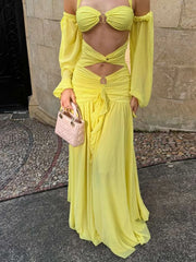 Elegant backless maxi dress for street fashion parties