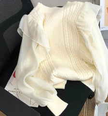 Women’s slim fit patchwork knitwear in beige