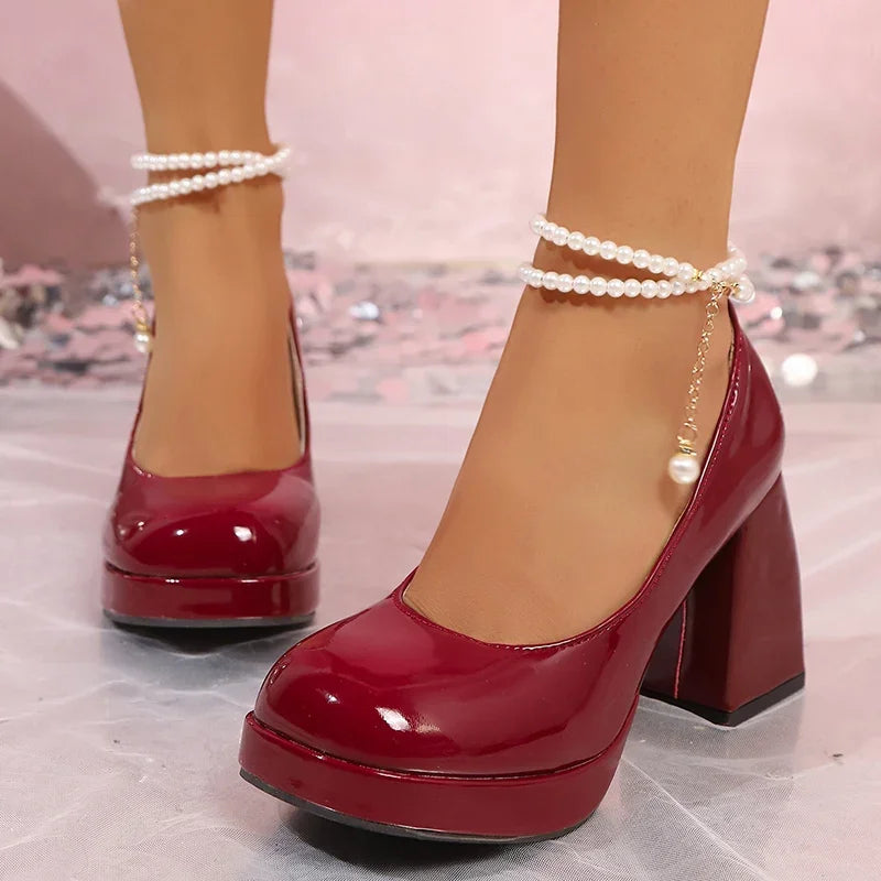 Elegant women’s chunky platform pumps for party wear