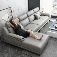 Contemporary leather sectional sofa for family living space