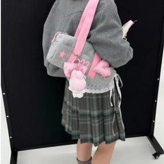 Y2K sport tote in grey with large capacity and pastel accents