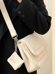 Minimalist Y2K white shoulder bag with hasp closure