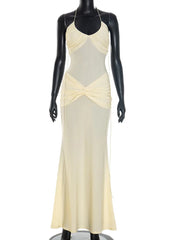 Yellow long dress for summer resort dinners and elegant parties

