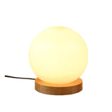 15cm Glass Round Ball Wooden Base Desk Lamp 