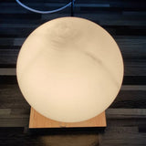 15cm Glass Round Ball Wooden Base Desk Lamp 