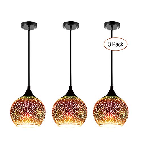 3D Colorful Fireworks Hanging Glass Lampshade Chandelier E27 LED 