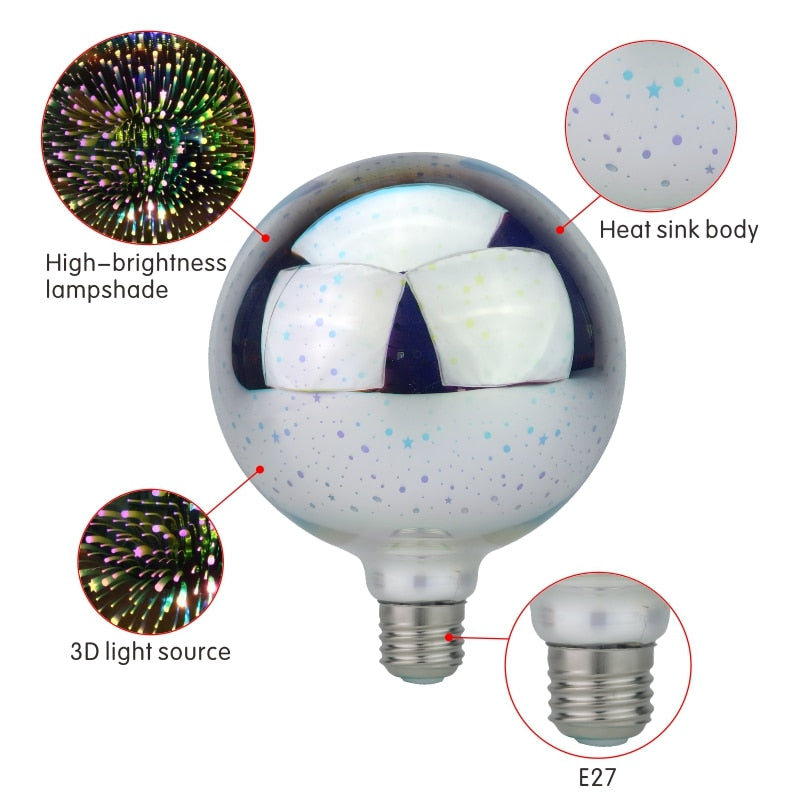 3D Led Bulb Star Fireworks E27 Decoration Lighting 