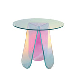 Acrylic Side Table Round Colorful Rainbow Clear Coffee Table 