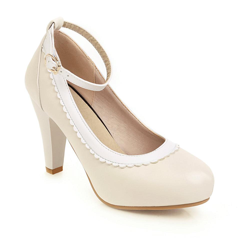 Ankle Strap Thick Heeled Shoes 