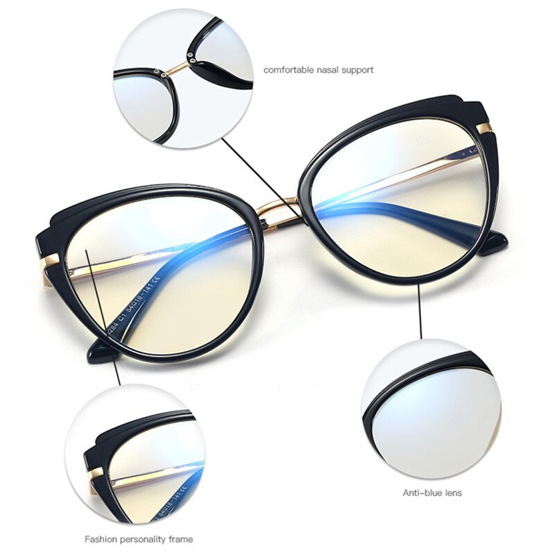 Anti Blue Light Cat Eye Optical Hinge Glass Frame Computer Glass 