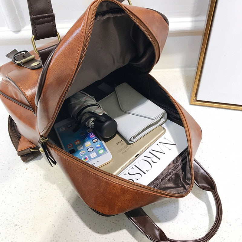 Anti Theft Waterproof Pu Leather Backpack 