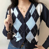 Argyle Knitted Long Sleeve Sweater 