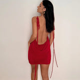 Backless Tie-Up String Mini Dress 