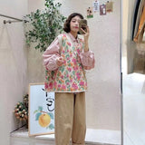 Baggy Floral Sweater Vest Women All-match Cozy Knitted Cardigan 