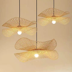 Bamboo Woven Wicker Chandeliers Rattan Shade Cap Pendant lights 