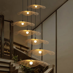 Bamboo Woven Wicker Chandeliers Rattan Shade Cap Pendant lights 